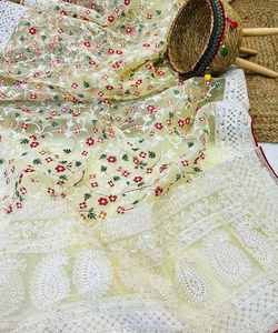 Sari de rayón moderno con diseño impreso y adornos de perlas para recepción y ocasiones especiales ROPA DE ROPA - Product Image 2