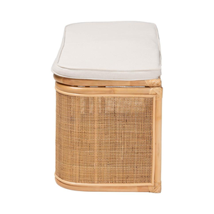 Wholesale Bohemian Natural Rattan <b>Storage</b> <b>Bench</b> Entry <b>Bench</b> with Shoe <b>Storage</b> & Soft Cushion from Vietnam Factory - Product Image 2