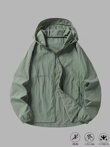 Chaqueta Impermeable con Logotipo Personalizado, Chaqueta Cortavientos para Hombre, con Capucha, Ligera, para Exteriores, Primavera y Otoño, Tejido de Poliéster - Product Image 1