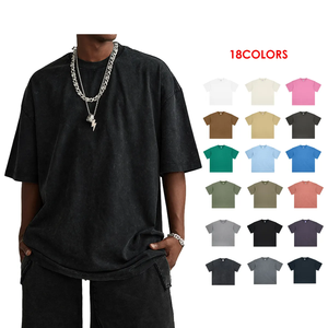 Camiseta de lavado ácido unisex, 100% algodón, logotipo personalizado, peso pesado, 250Gsm, corta, Vintage, patrón sólido, ropa informal de verano para hombres - Product Image 1