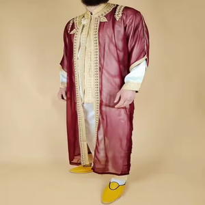 Vêtement de prière musulman traditionnel léger pour homme, en polyester, coupe droite longue, style vintage, accessoire culturel - Product Image 2