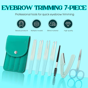 Kits de pinzas para pestañas de papel multicolor Juego de pinzas para el cuidado de las cejas con agarre antideslizante con estuche de cuero azul - Product Image 5