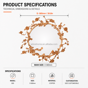 <span class=keywords><strong>Specchio</strong></span> da <span class=keywords><strong>Parete</strong></span> Rotondo in Rame di Lusso per Arredamento Soggiorno - Product Image 6