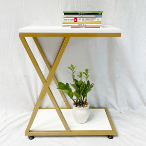 Minimalist SST003 Tea <b>Table</b> Living Room Furniture with Iron Metal Frame and Rubber Wood <b>Side</b> Corner <b>Table</b> <b>Set</b> - Product Image 6