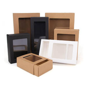 Caja de regalo de ventana visual extraíble negra, caja de papel de vaca abierta de ventana de Color sólido, caja de cajón de envoltura de regalo de vacaciones de piel de vaca - Product Image 1