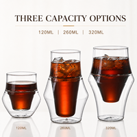 Tasse en verre borosilicate à double paroi de 120 ml, 260 ml, 320 ml, faite à la main, pour café, thé, boissons