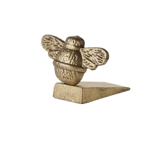 Tope de puerta contemporáneo de latón de Metal en forma de abeja con acabado dorado portátil, cerradura de puerta hecha a mano de Navidad - Product Image 1