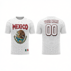 Maglia da Calcio 3D Personalizzata del Messico, Unisex, con Nome e Numero, Stemma dell'Aquila e Motivo Azteco per Tifosi - Product Image 2