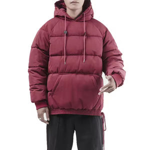 Venta al por mayor Chaqueta de los hombres de peso pesado de gran tamaño grueso y cálido Sudadera con capucha Estilo Chaqueta de los hombres con cordón de capucha Chaquetas de los hombres en blanco - Product Image 2