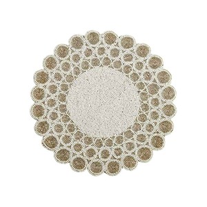 Marron et or couleur Unique forme Design perlé à la main Table à manger décoration napperons pour mariage - Product Image 6