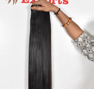 Raw virgin tidak ada kusut tenun vendor bersinar warna hitam keriting lurus bundel indian pelipis rambut manusia ekstensi