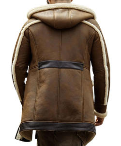 Mens Shearling Hooded <b>Coat</b> Real Genuine Leather Ternch Mid Length Sherpa Fur Warm filling Winter Rancher <b>Coat</b> Jacket Wholesale - Product Image 4