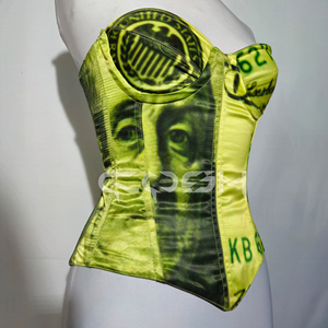 Corset bustier personnalisé sublimé avec imprimé vert « Money » et baleines en acier – Fabricant de corsets de mode à motif dollar - Product Image 3
