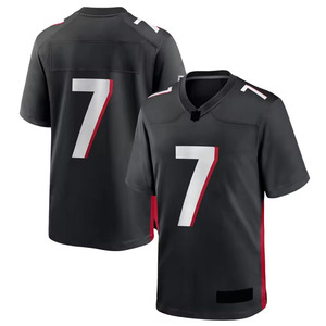 เสื้อฟุตบอลอเมริกันสีดำสำหรับผู้ชาย หมายเลข 7 คอวี แขนสั้น ผ้าโพลีเอสเตอร์ซับเหงื่อ - Product Image 1
