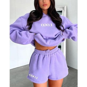 Ensemble deux pièces slim pour femme en coton respirant uni, idéal pour l'été – Personnalisation couleur et logo disponible - Product Image 5