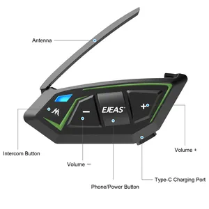 EJEAS MS8-SE FM radyo iletişim müzik payı 6 biniciler kablosuz interkom kulaklık Bluetooth motosiklet kask interkom