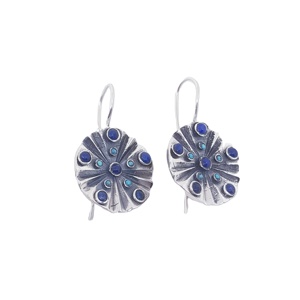 New Arrival Unisex 925 Sterling <b>Silver</b> Gemstone <b>Hoop</b> Drop Earrings Turquoise Lapis Gold Plated for Wedding Anniversary Party - Product Image 1