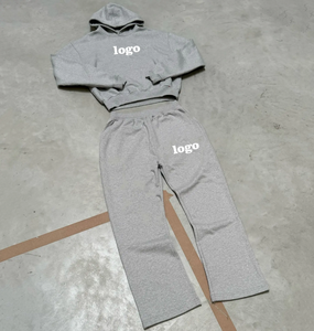 Ensemble jogging vintage personnalisé Survêtement avec fermeture éclair et délavage à l'acide Survêtement à capuche Pantalon de survêtement évasé Survêtement lourd pour hommes - Product Image 5