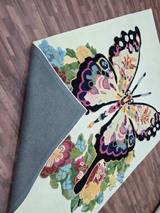 พรมขนสัตว์ทอมือคุณภาพสูงพรมลายสวนผีเสื้อพรมดีไซน์แบบแอบสแตรกต์ลายธรรมชาติได้แรงบันดาลใจจากการออกแบบสำหรับบ้านสมัยใหม่ - Product Image 2