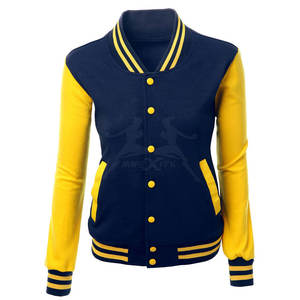 แจ็กเก็ตเลตเตอร์แมนสำหรับผู้หญิงแจ็คเก็ตตัวอักษรระบายอากาศได้สีทึบ - Product Image 1