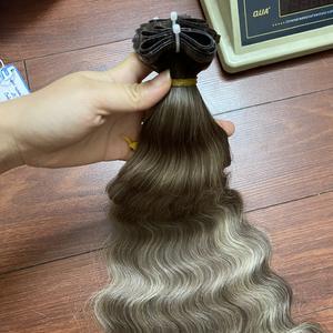 Ofertas de descuento, extensión de pelo plano de trama de pelo de color oscuro con extremo completo dibujado Doble - Product Image 1