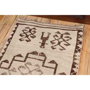 Vintage Turkish Rug 2.5x11.7 ft (76x356 cm), Herki <b>Brown</b> <b>Wool</b> Rug - Product Image 5