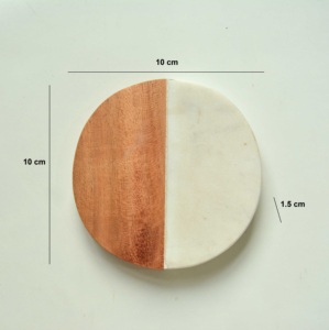 High Quality Marble-Wood Spliced Coaster for Tabletop Protection, Cup Holder Coasters for Multiple Cup Types, Coaster - Product Image 2