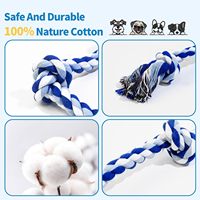 Commande en gros expédiée interactive non toxique 3 nœuds coton blanc naturel dur chien corde jouets à mâcher pour chiens de taille moyenne