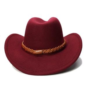 Sombrero de vaquera de cuero de gamuza genuina de calidad superior con trenza de ala ancha estilo vaquero occidental talla única para 54cm Casual aplicable - Product Image 1