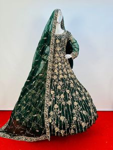 ชุดยาว anarkali ชาติพันธุ์อินเดียสำหรับผู้ใหญ่ผู้หญิงชุดปาร์ตี้ปักตาข่ายชุดแฟนซีผลิตจากวัสดุตาข่าย - Product Image 3