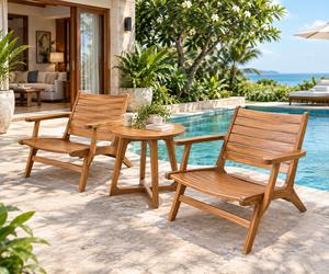 <b>Wooden</b> Garden Chair Patio Lounge Seat Outdoor <b>Armchair</b> Slatted Back Leisure Furniture for Poolside Veranda - Product Image 2