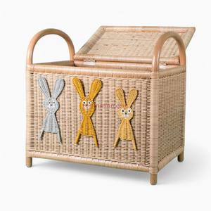 Cofre de juguete de ratán multiusos para niños, solución de almacenamiento de mimbre hecha a mano para el hogar y la guardería - Product Image 3