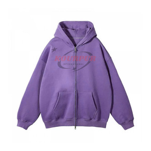 Últimos modelos de sudaderas con capucha para mujer de la fábrica, de 400 GSM, estilo desgastado por el sol, con cremallera, holgadas y de corte cuadrado. - Product Image 6
