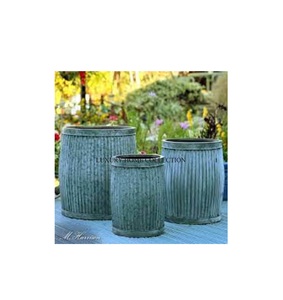 Elegante bañera de planta de jardín galvanizada profunda para crear hermosos arreglos florales en jardines y patios - Product Image 1