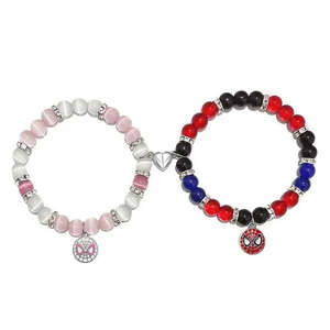 Spider-Man and Spider-Gwen Beaded <b>Bracelets</b> for Children Gold Plated Zinc Alloy Bangles Cartoon Lovers and Number Shape Gift - Product Image 1