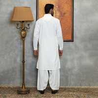 Desain Terbaru Shalwar Kameez Hitam Tradisional Etnik Afghanistan Muslim untuk Pria, Setelan 2 Potong, Kerah Bernapas, Ukuran Besar
