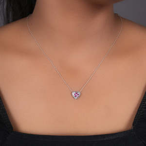 Collar con Colgante de Corazón de Flor de Rubí en Plata 925 para Mujer, Amuleto Religioso Hecho a Mano, Certificado GIA, Material de Oro Blanco y Oro Rosa - Product Image 3