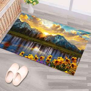 Tapis Grand Teton Park, tapis imprimé, fleur, tournesol, paysage, coucher de soleil, avec tapis moelleux à poils longs - Product Image 4