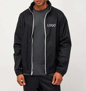 Coupe-vent imperméable d'extérieur personnalisé nouveau design de survêtement pour hommes noirs avec logo personnalisé vente en gros d'usine - Product Image 5