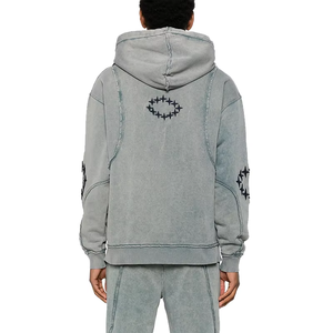 Sudadera con Capucha y Cremallera para Hombre, Personalizada con Logotipo Bordado, Tejido Grueso de Algodón French Terry 2026, Lavado Ácido - Product Image 4