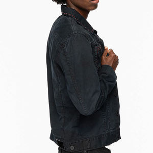 2024 Custom New Design <b>Black</b> <b>Jean</b> <b>Jacket</b> Men Custom Spring and Autumn Premium Quality Denim Rhinestone <b>Jackets</b> For Adult - Product Image 4