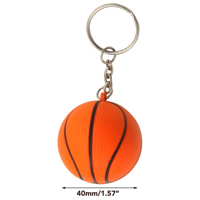 Llavero Antiestrés con Forma de Balón de Baloncesto de Espuma PU con Logotipo Personalizado y Anillo Metálico para Eventos Escolares y Promociones Deportivas