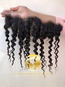 Venta al por mayor 100% extensiones de cabello humano virgen de alta calidad visón brasileño cutícula alineada 13x4 onda profunda Frontal HD para encaje suizo - Product Image 6