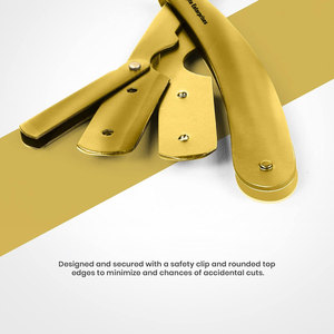 Diseño ergonómico para un afeitado y aseo precisos, maquinilla de afeitar de borde recto profesional para peluquero, seguridad con hoja abatible - Product Image 4