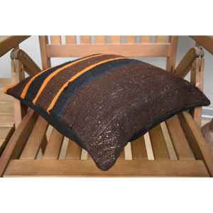 Brown Wool Kilim Patchwork Pillow 16x16 Inch Luxury Rustic Design <b>Vintage</b> Fluffy Printed Floral Patterns Woven Silk for <b>Bedding</b> - Product Image 4