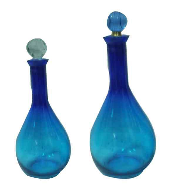 Modern Designer Blue Glass Bottle Perfume Bottle Hot Selling Table Glass Perfume Bottle Multi Functional Liquid Storage