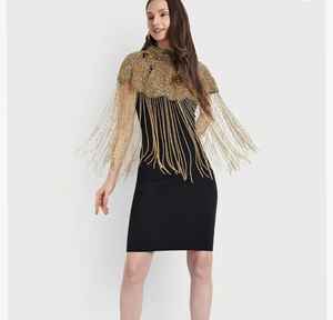 Hermosa capa burlesca festiva con cuentas de lentejuelas, silueta recta, sujeta el cuello para el Festival festivo Natural, capas, perlas - Product Image 2