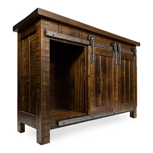 Rocklyn buffet en bois antique deux portes trois tiroirs coulissants en fer pour bureau à domicile salon salle à manger cuisine commode meubles - Product Image 3