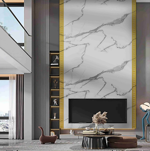 Panneau mural 3D en marbre alternatif à haute brillance UV, directement de l'usine, moderne, imperméable, autocollant mural pour la décoration de la maison et des hôtels commerciaux - Product Image 1