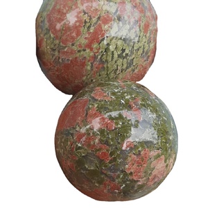 Unakite sculpté pierre de palmier cristal vert naturel amour sphère de guérison fabriqué à la main Feng Shui décoration de la maison cadeau qualité d'exportation - Product Image 1